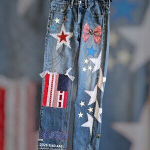 Levi's- Women's Patriotic size 34x34 Hand made designs